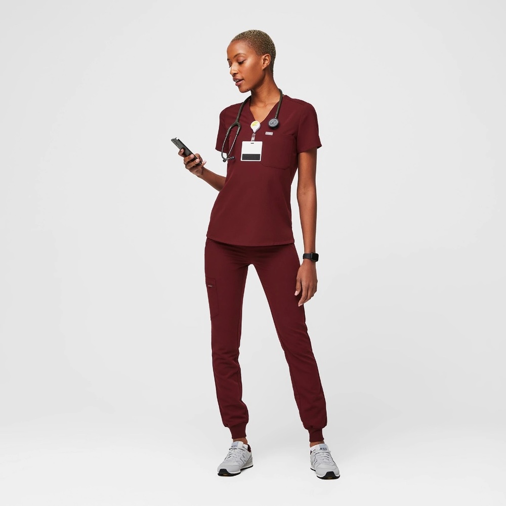 Maroon FIGS Womens Scrubs Set